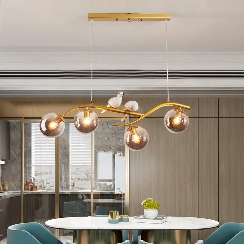 Nordic Brief Glass Ball Pendant Light for Loft Dining Room Lights Luminaire Lampara Postmodern Bedroom Restaurant Branch Lamp