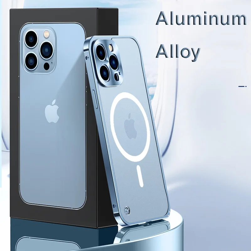 Original Green Aluminum Alloy Metal Frame Cover for Iphone 14 Max 13 12 11 Pro Max 13 12 Mini Support for Magsafe Charging Case