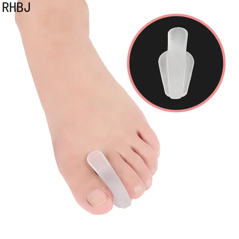 RHBJ 2/4Pcs A-shaped Silicone Toe Separator Thumb Valgus Big Foot Bone Overlapping Pedicure Corrector Orthosis Special FootCare