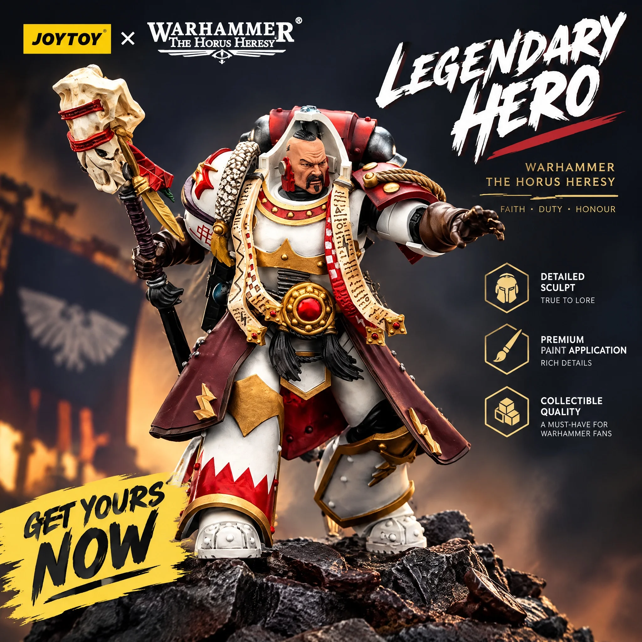 Joytoy Warhammer The Horus Heresy White Scars Legion Stormseer Consul 1:18 Scale Highly Detailed Collectible Action Figure For