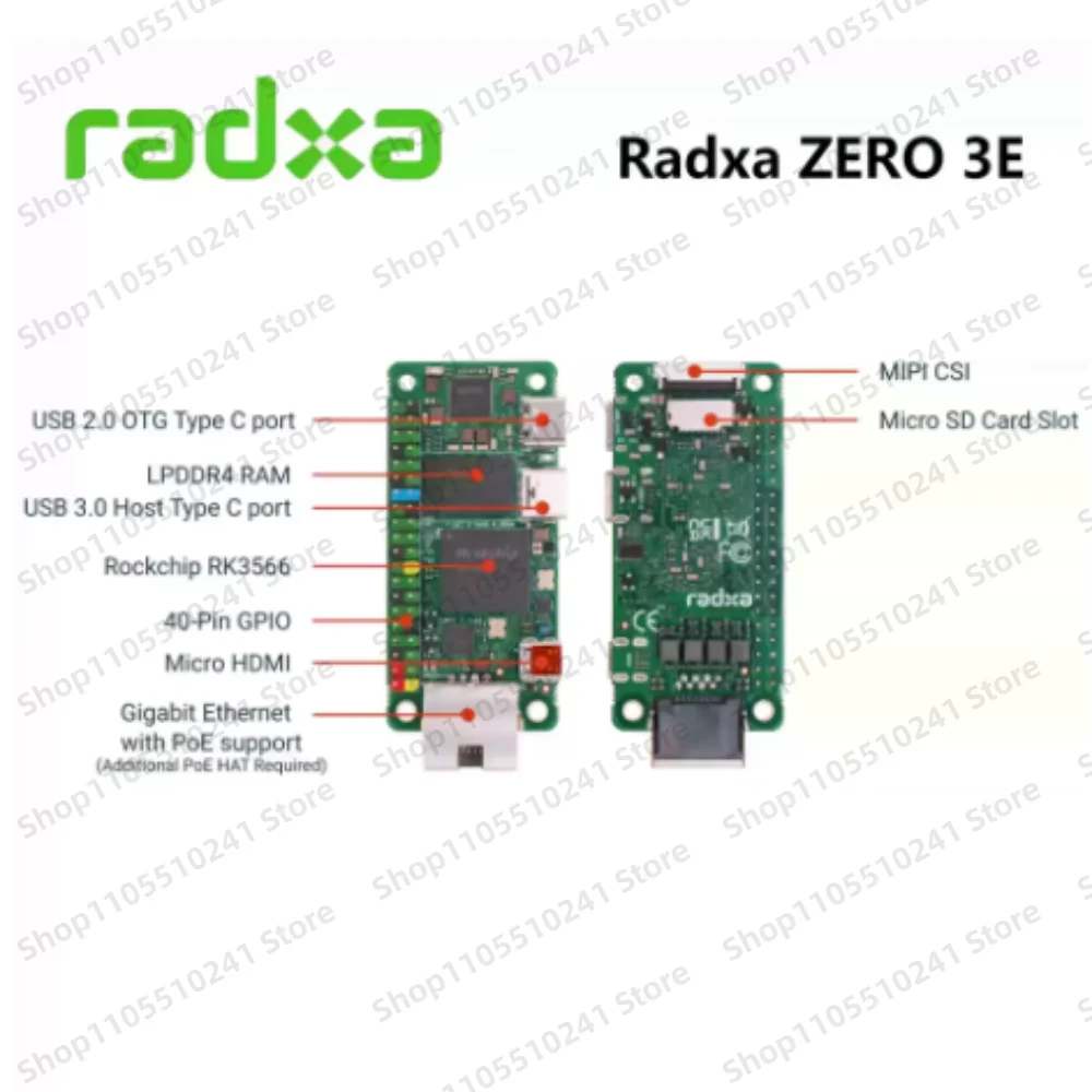 RK3566 quad-core CPU 3E development board Radxa ZERO single-board computer motherboard, supports GPU