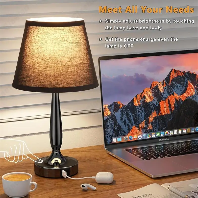 European-style New LED Advanced Atmosphere Decorative Table Lamp Touch Dimming Living Room Study Bedroom Bedside Lighting