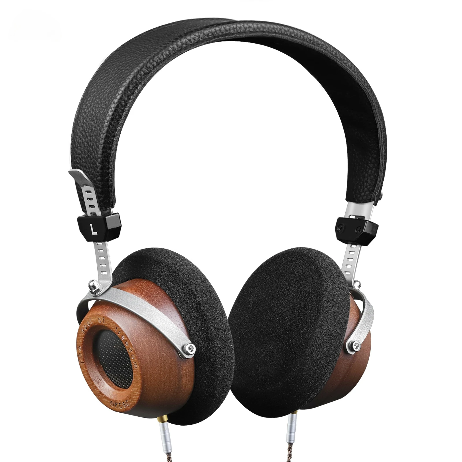 OKCSC M1 Wooden HiFi Headphones DIY Stereo Headset Semi-Open-Back Earphones 57mm Driver 3.5mm Detachable Retro-Vintage Style