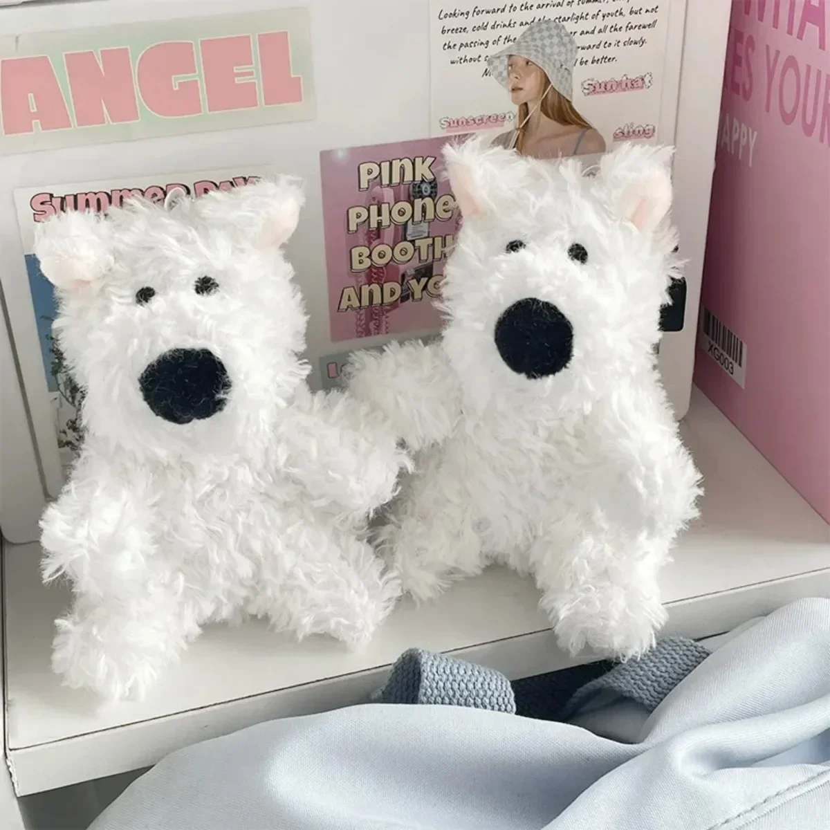 West Highlands Plush Doll Puppy Keychain Cute Cartoon Pendant Kawaii Bag Charm Soft Toy Kids Gift