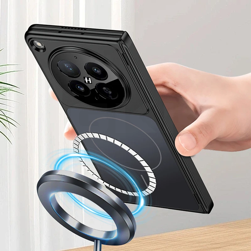 Magnetyczne etui na telefon z zawiasem do Oppo Find N6, tylko tył, magnetyczne ładowanie bezprzewodowe, plastikowa matowa twarda obudowa do Oppo Find N5 N3. — zdjęcie produktu 3