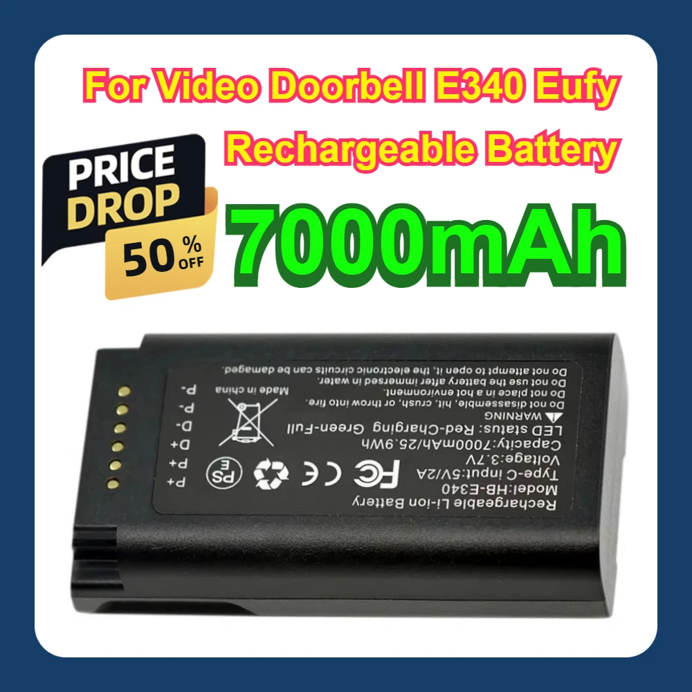 

E340 7000mAh For Video Doorbell E340 Eufy Rechargeable Battery