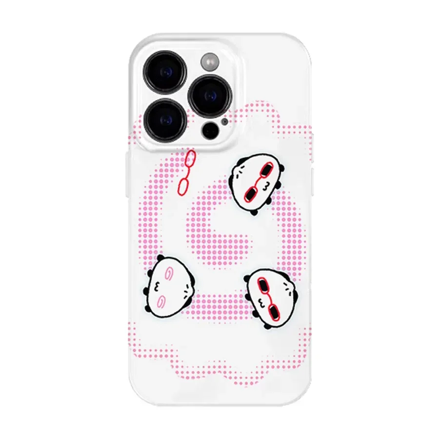 

Korean Ins Simple Polka Dot Pink Bun Case for IPhone 15 14 13 Pro Max 12 11 Pro Plus Shockproof Protective Hard PC Acrylic Cover