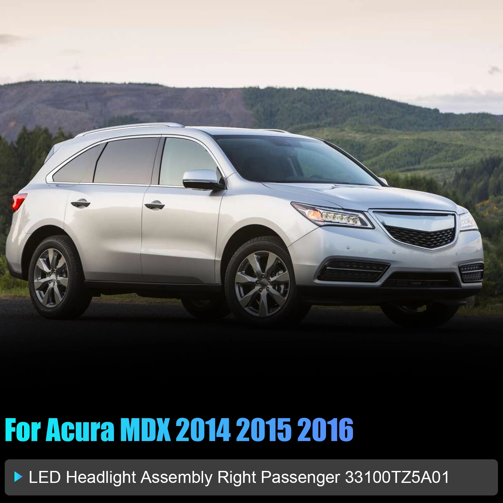 For 2014-2016 Acura MDX LED Headlight Assembly, Right Passenger Side 33100TZ5A01