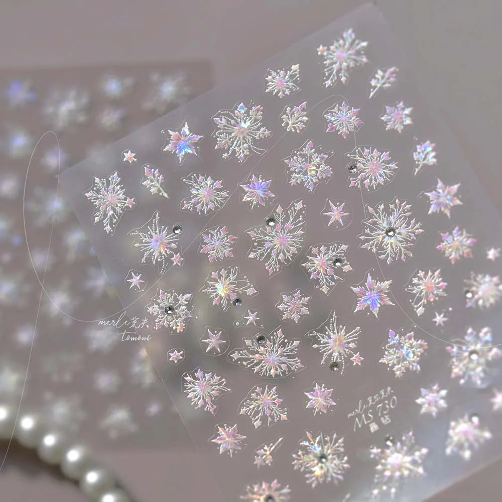 Nail Accessories Christmas Snowflake Nail Sticker Shell Light New Year Christmas Diamond Nail Decal 5D Bronzing Diamond