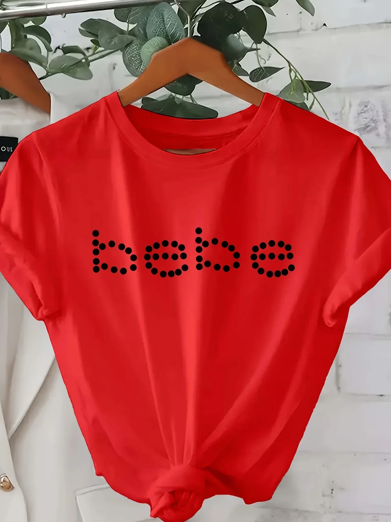 تي شيرت كاجوال للصيف والربيع ملابس نسائية مطبوع عليه حروف وأكمام قصيرة ورقبة دائرية