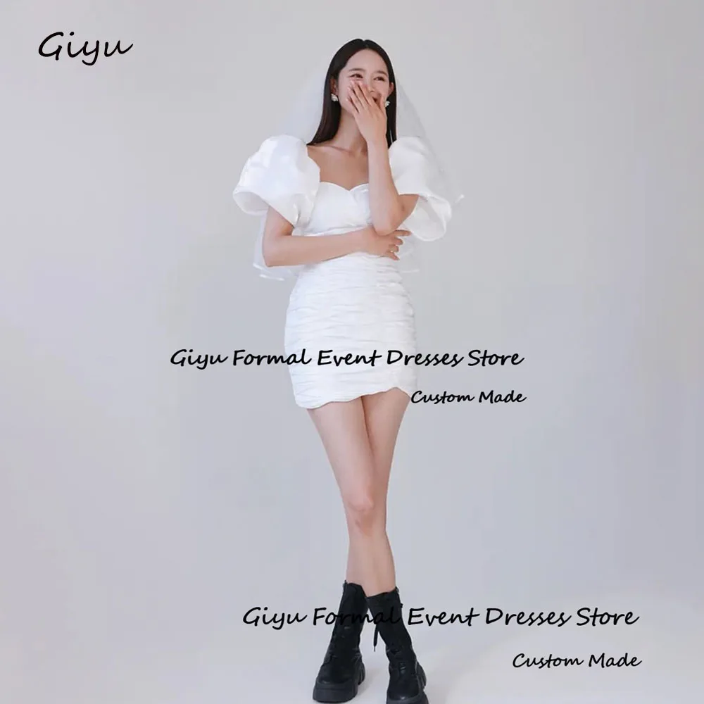 Giyu White Straight Mini Wedding Dresses 2024 Sweetheart Collar Mini-Length  Above Knee Birthday Party Dress Summer Dress