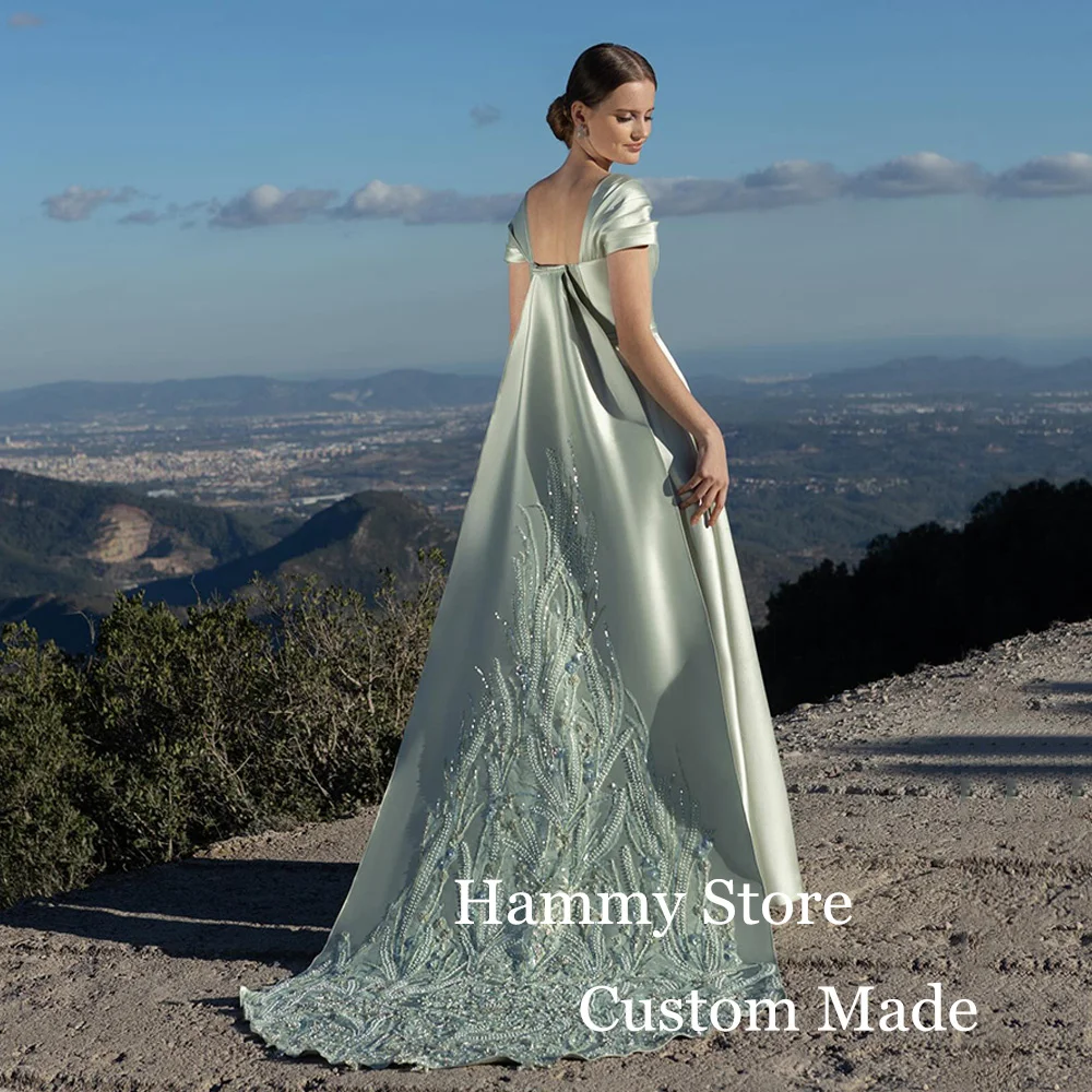 Elegant Cap Sleeve Satin Prom Dress