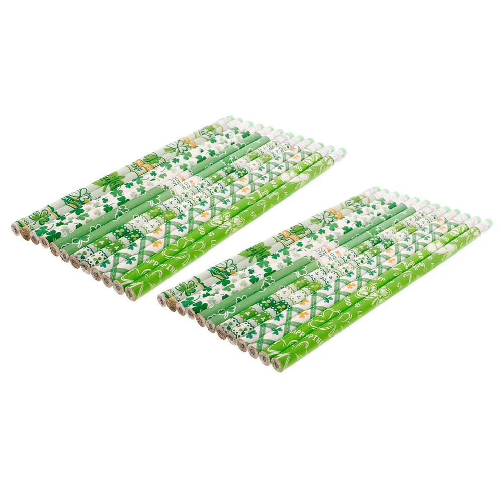

24pcs Pencils St Patrick Day Themed Kids Writing Drawing Wooden Pencils Gifts Students School Supplies