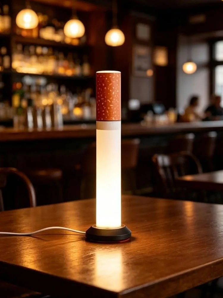 LED Ambient Night Light with Warm Glow Creative Bedside Lamp Warm Light Cigarettes Ornament for Home Office Desktop Decoration