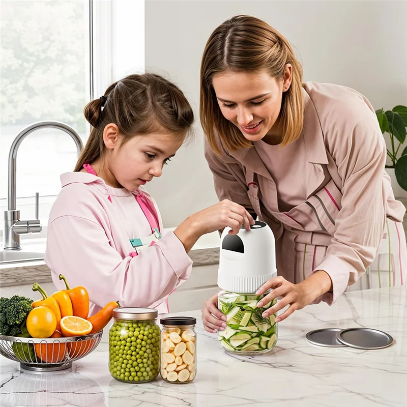 

Hot Selling-Electric Mason Jar Vacuum Sealer Kit - For Wide & Regular Mouth Mason Jars Vacuum Bags, For Jars For Food Storage,El