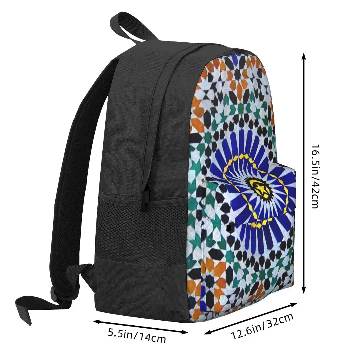 Arabic Tiles Moroccan Mosaic Backpack Student BookBag Kids School Bag Computer Shoulder Bags for Men Women