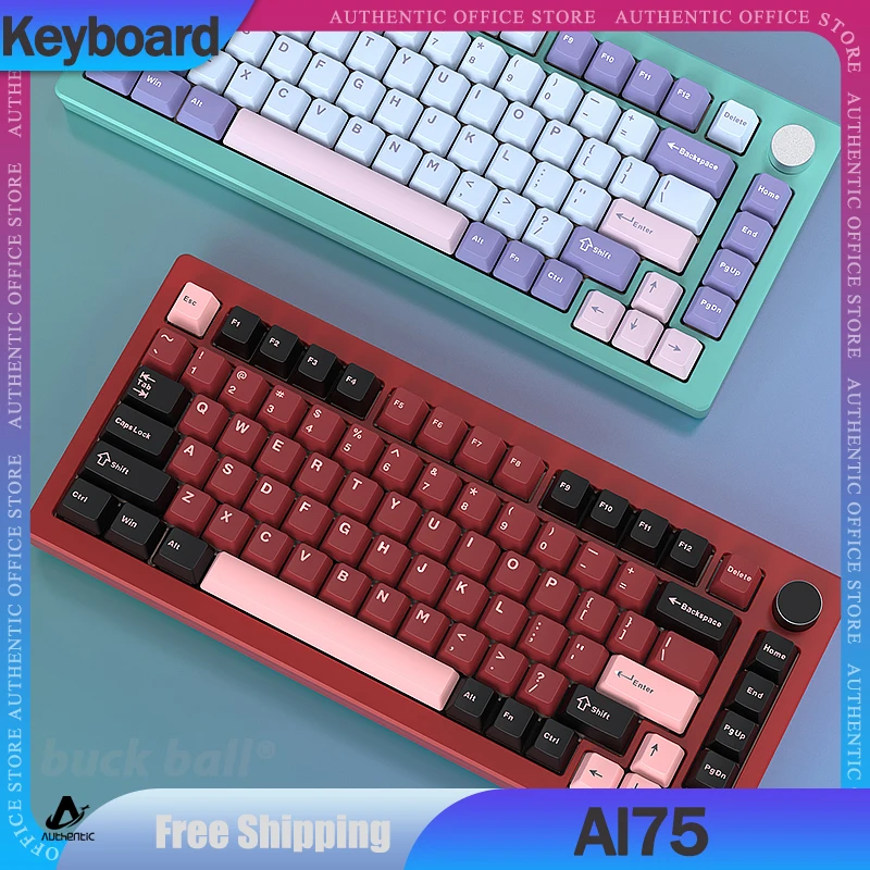 

Al75 Mechanical Keyboard Kit 3 Mode 2.4G Bluetooth Wireless Keyboard 75% Gasket RGB Hot Swap CNC Custom Keyboards With Knob Gift