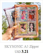 SKYSONIC Neue Ankunft A5 Zipper Binder Sammeln Buch Glitter Cover Organizer Journal Notebook Kugel Transparent PVC Fotoalbum – Detail 12