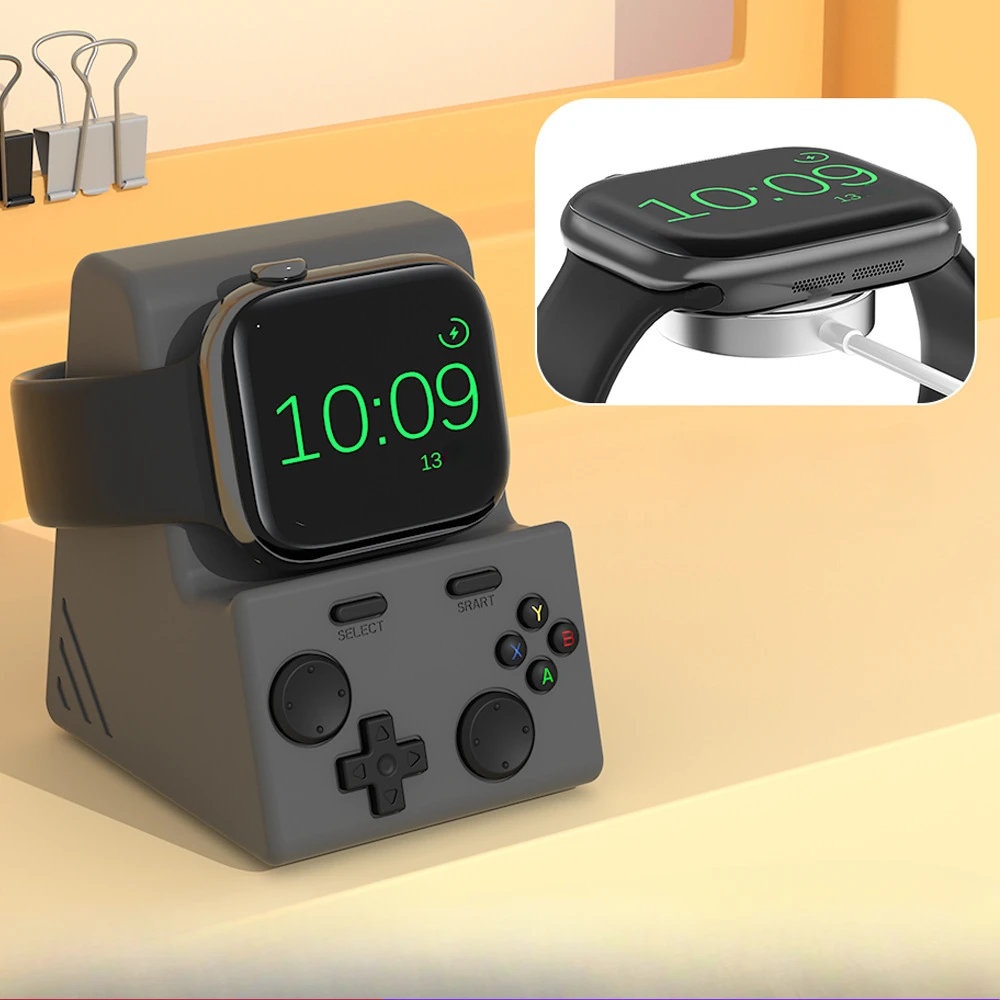 

Silicone Charger Desk Holder Stand & Cable Organizer for Apple Watch Series Ultra 2/SE/1 2 3 4 5 6 7 8 9 10 Space-Saving Dock