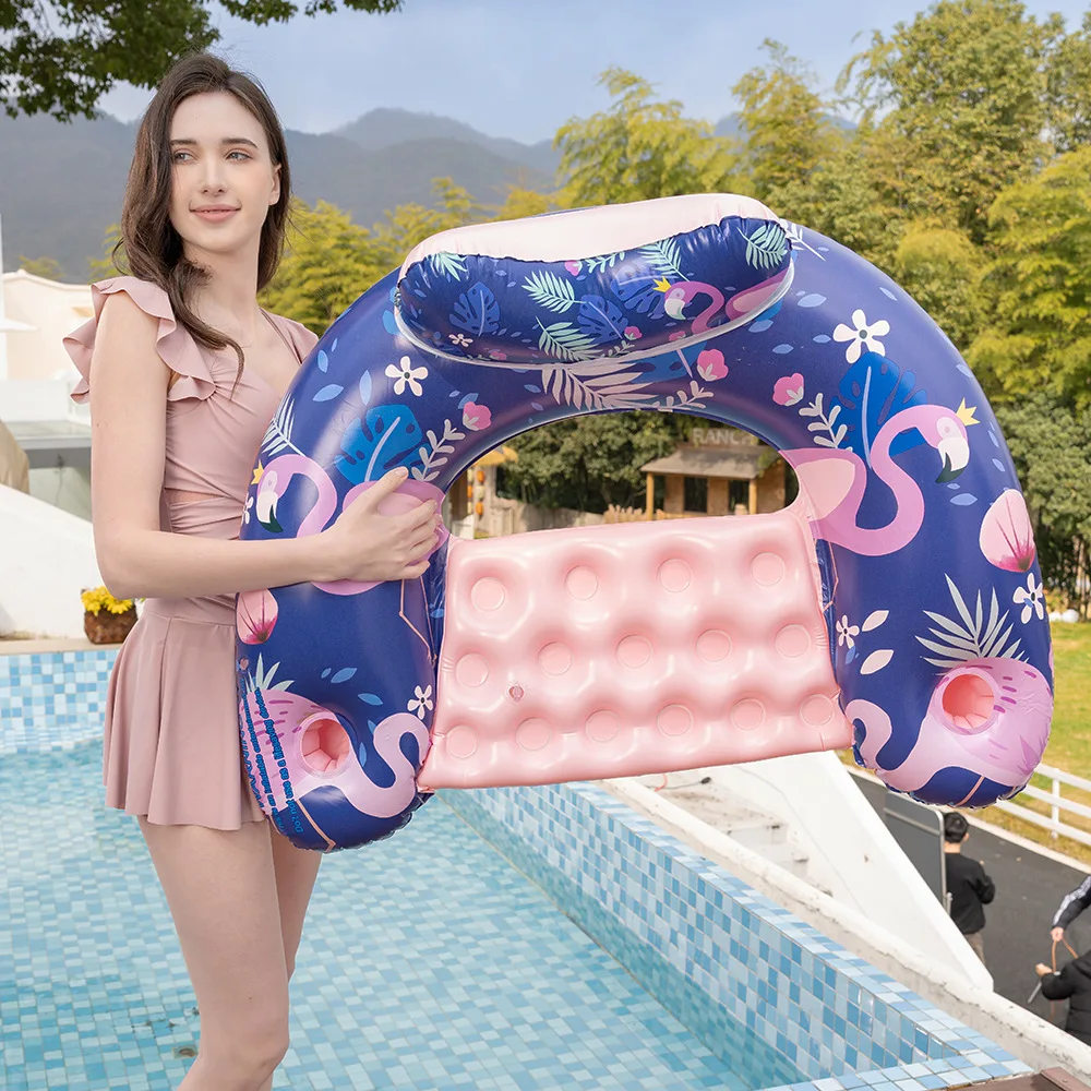 Opblaasbaar water drijvend bed U-vormige bladfauteuil volwassen verdikte drijvende rij PVC water drijvend bed zwemring