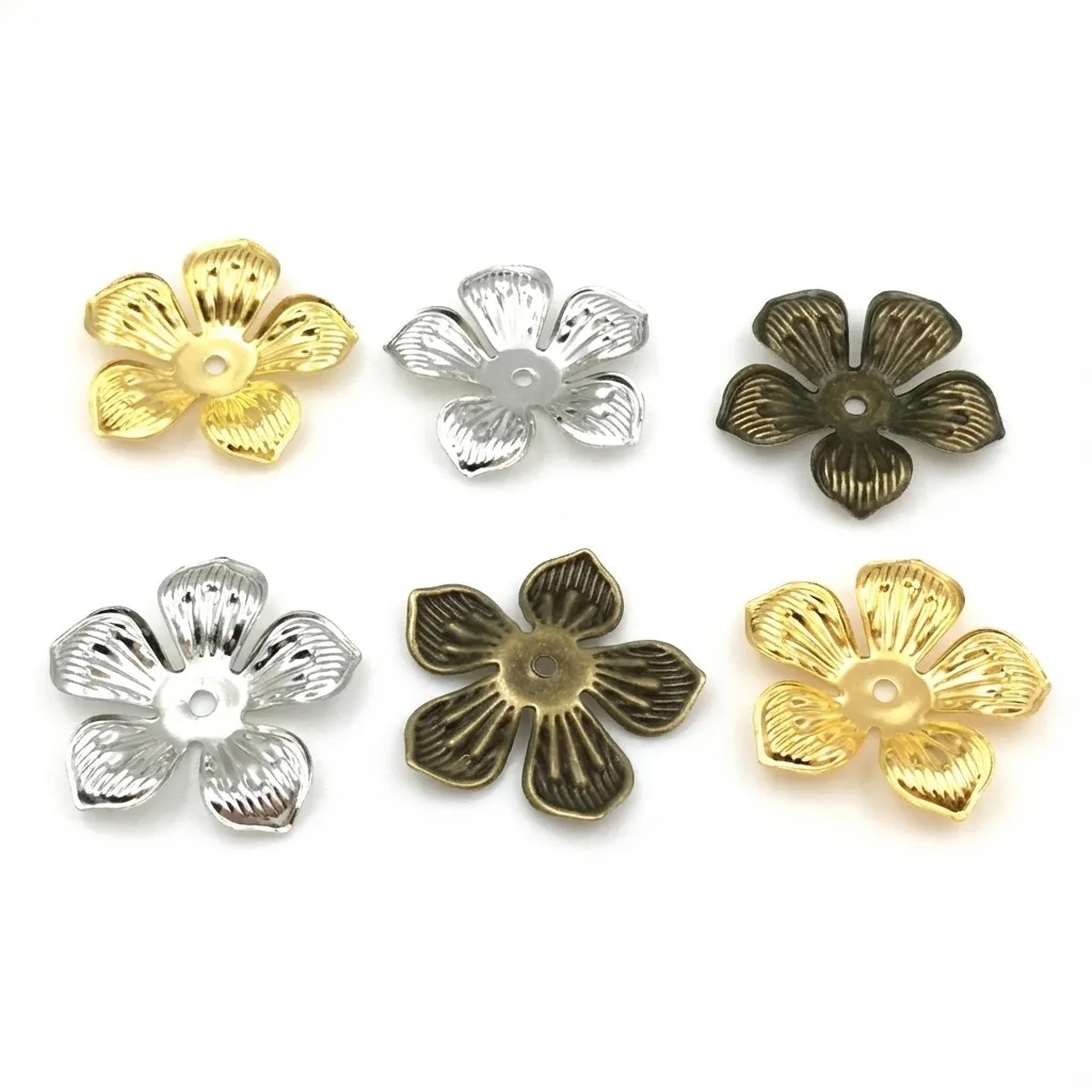 New Flower Filigree Bead Caps End Caps Gold/Rhodium/Bronze Plated 50pc/lot 22mm  DIY Jewelry Components
