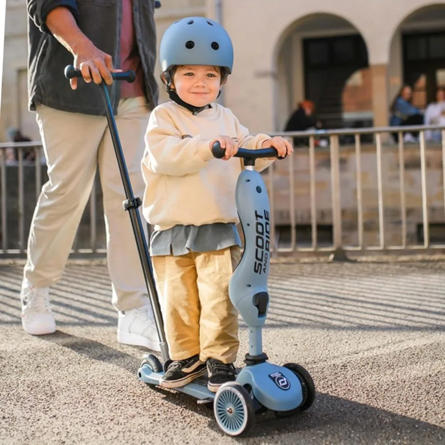 สกู๊ตเตอร์แบบ 2-in-1 สำหรับเด็กอายุ 1-5 ปี Highwaykick 1 กดแล้วไป โครงเหล็ก