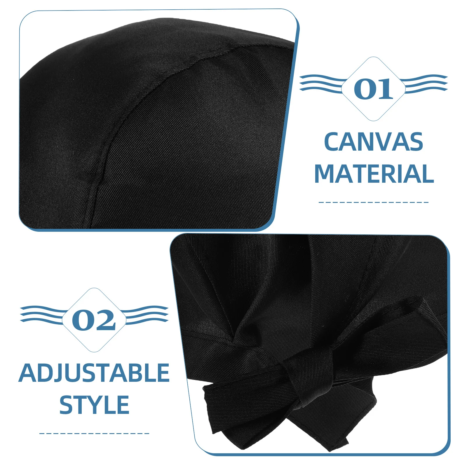 Black Canvas Catering Hat Adjustable Ribbon Style Comfortable Skin Friendly for Chefs Cooks Bakers and Daily Fashion