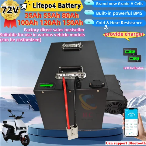 72v 35AH 55AH 80AH 100AH 150Ah lithium ion battery 100A BMS for 7000w- 1000W bike tricycle Forklift Motocycle AGV +10A charger.