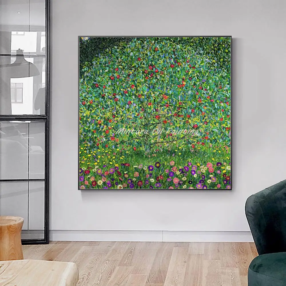 Mintura,Handmade Reproduction Gustav Klimt - Apple Tree Oil Paintings on Canvas,Wall Art,Picture for Living Room,Home Decoration