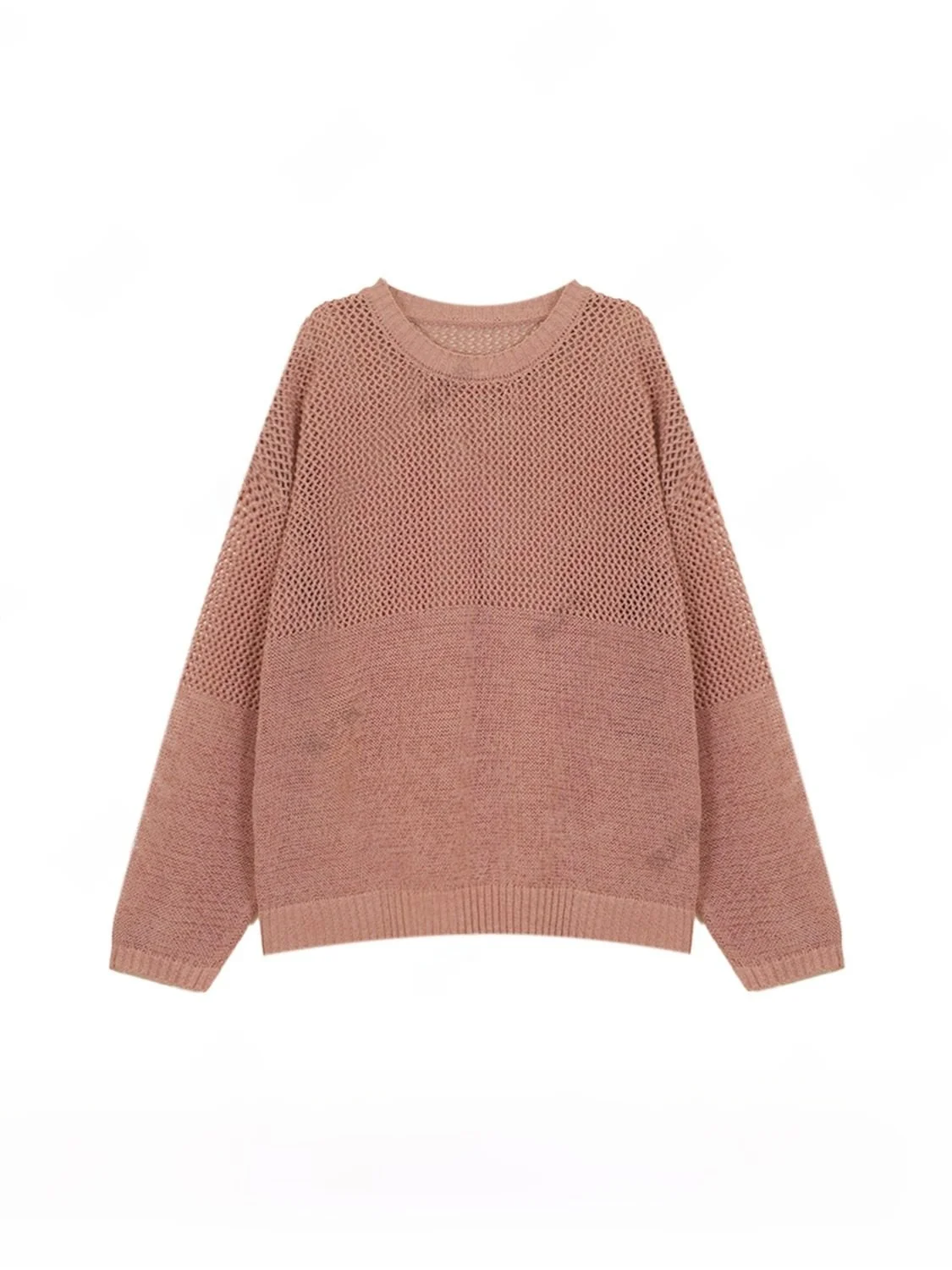 

Свитер женский вязаный из смесовой пряжи с ажурным узором, модный, универсальный, качественный, дышащий, свободного кроя, с длинными рукавами, круглым вырезом