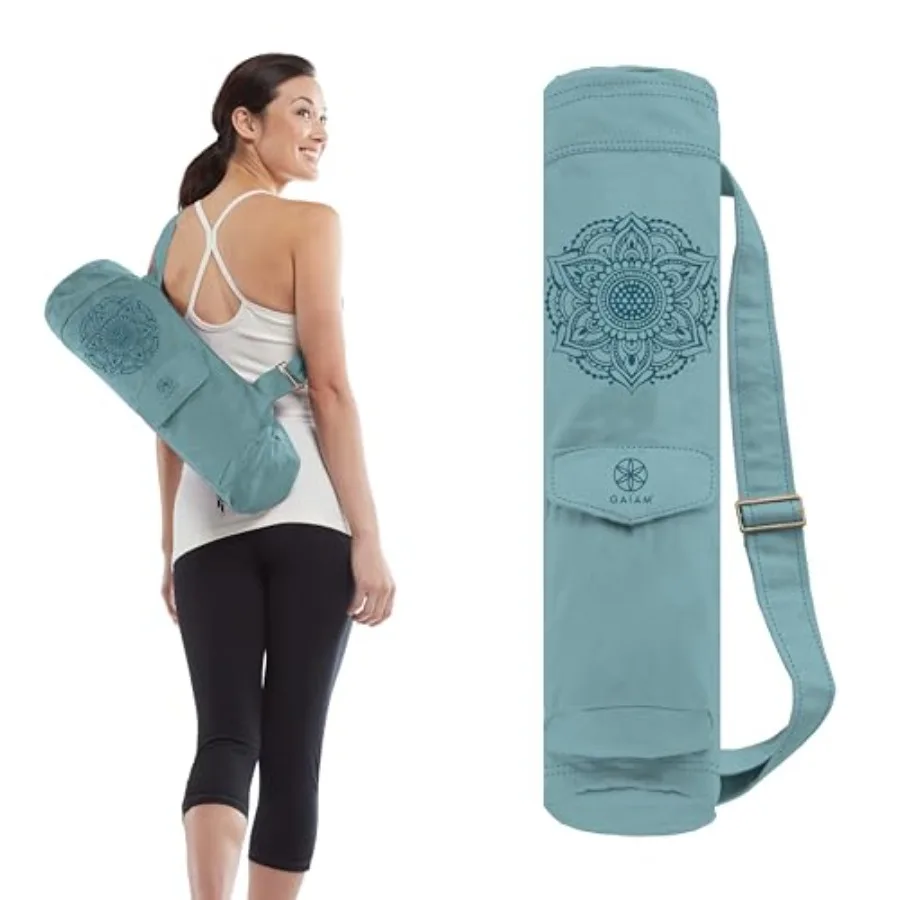 Cargo Yoga Mat Bag, Full-Zipper Yoga Mat Carrier with Adjustable Strap, Front and Exterior Phone Pocket with Earbuds Slit, Styl
