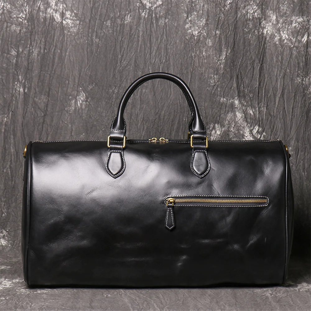 LUOKIR Genuine Leather Vintage Crazy Horse Leather Men's Handheld Travel Bag Shoulder Crossbody Luggage Bag Laptop Bag