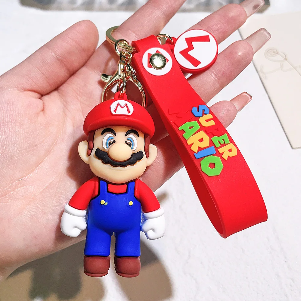 Set 24Pcs Super Mario Bros Keychain Action Figure Pendant Cute Cartoon Character Toy Doll Model Decoration Kid Birthday Gift