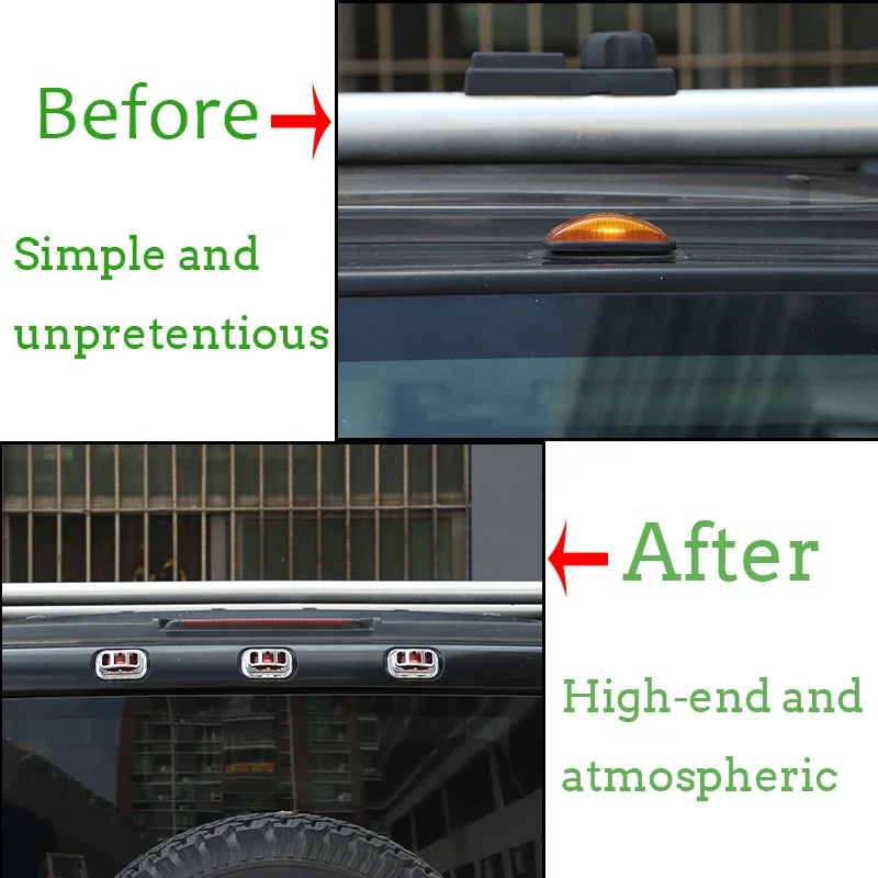 

For Hummer H2 2003-2009 ABS Bright light Roof Side Lights Front and Rear Tailgate Lights Protective Mesh Cover Accessories