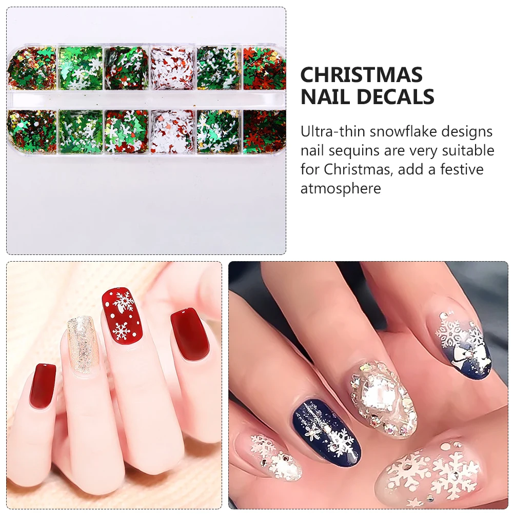 

Christmas Nail Decals 4 Boxes ABS Snowflake Sequins Ultra Thin Manicure Stickers DIY Art Charms Holiday Bride Winter