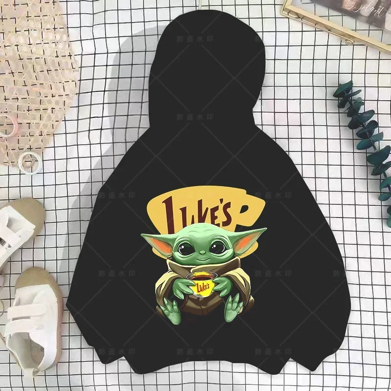 Disney Yoda hoody Kids Summer Cartoon Top hoodie Fashion Boys Girls Ages 3-14  Printing Cute hoody Bottoming Baby Yoda Tees