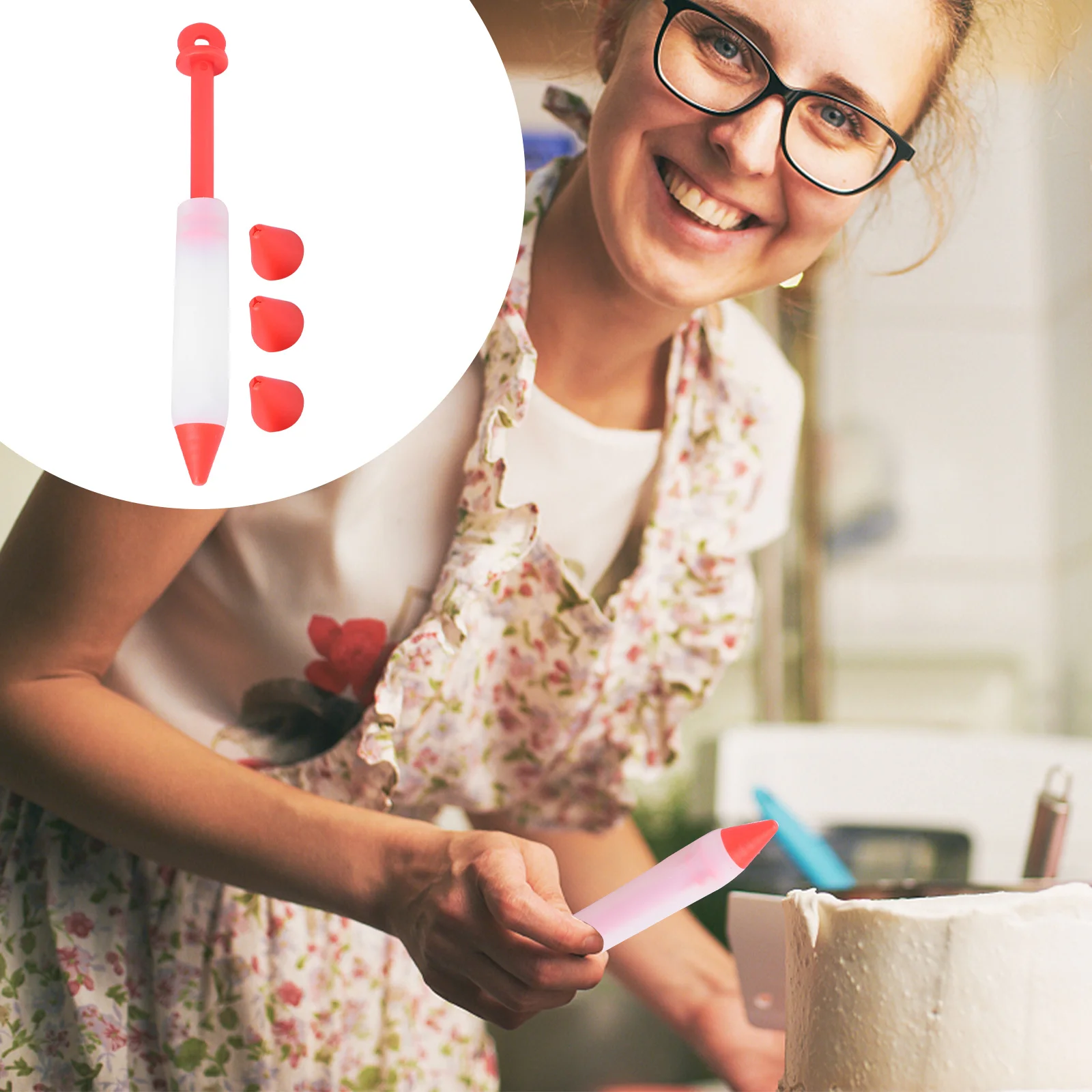 

Silicone Cake Decorating Pen Red Easy Clean Chocolate Writing Tool for Fondant Cupcake Cookie Piping Pen Silicone Baking Tool