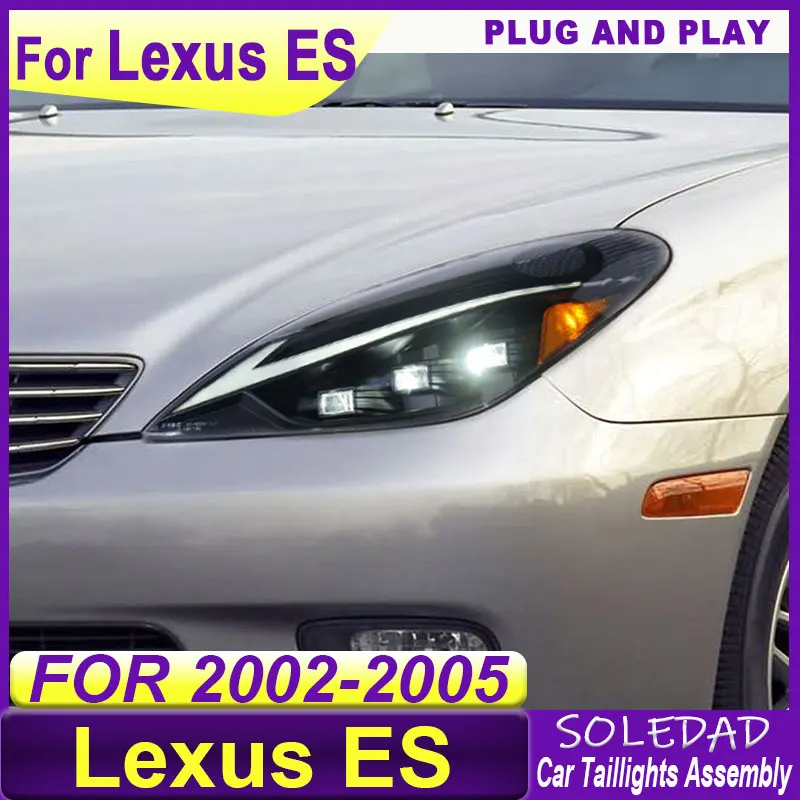 Car For Lexus ES LED Headlight 2002 2003 2004 2005 Headlights Lexus DRL Turn Signal High Beam Angel Eye Projector Lens