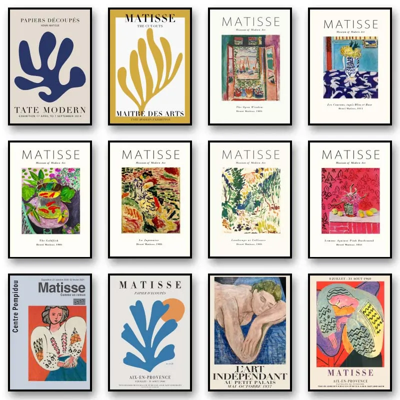 1pc frameless Canvas Painting Henri Matisse Exhibition Poster Floral Scenery Nature Canvas Painting Famous Cafe Boho Wall Art Ga