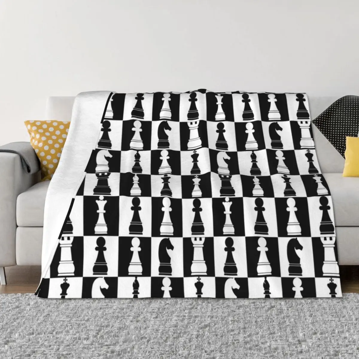 Black and White Chess Board Print Pattern Throw Blanket Tourist Blankets For Baby Quilt Summer Blankets