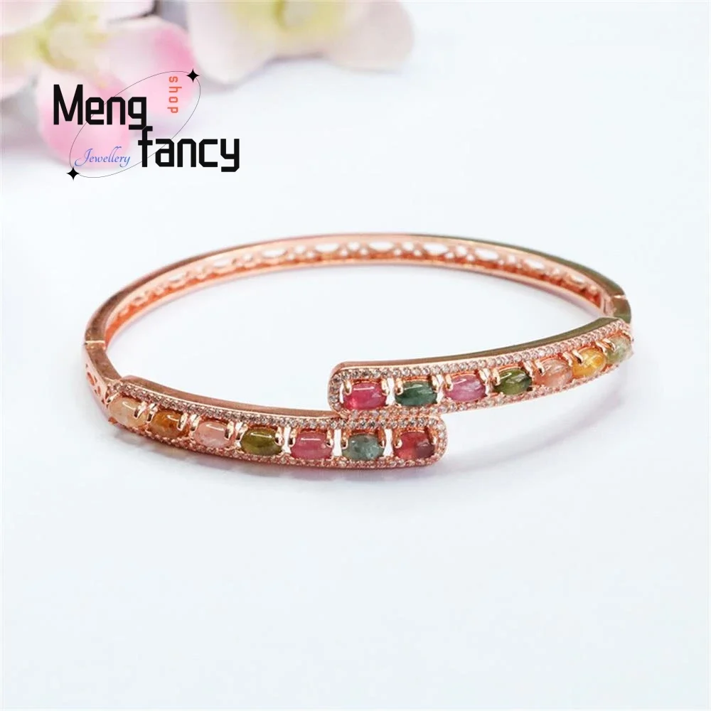 

Natural Tourmaline Exquisite Elegant Simple High-grade Bangle Candy Brazilian Gemstone Sexy Young Girls Luxury Fashion Jewellery