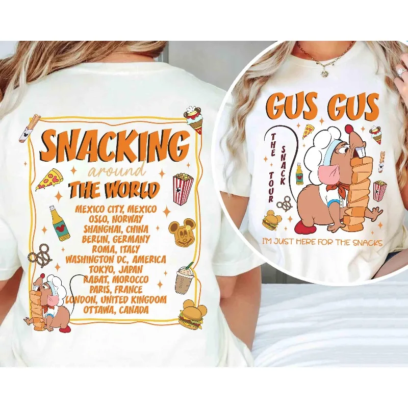 ريترو سندريلا غوس غوس ماوس وجبات خفيفة حول العالم تي شيرت أربعة مواسم للجنسين زوجين عادية موضة الشارع الشهير