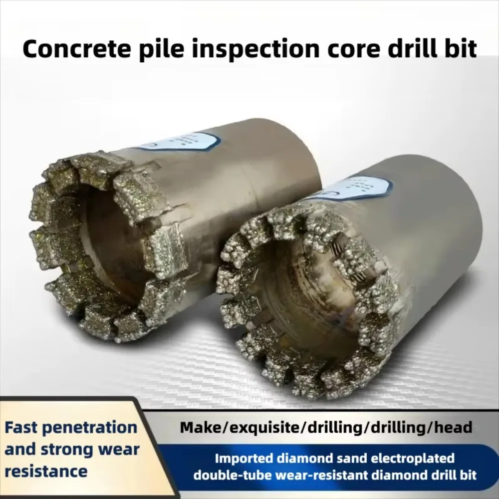 Wear Resistant Double Tube Electroplated Diamond Drill Bit With Imported Diamond Grit For Concrete Pile Test Coring Work