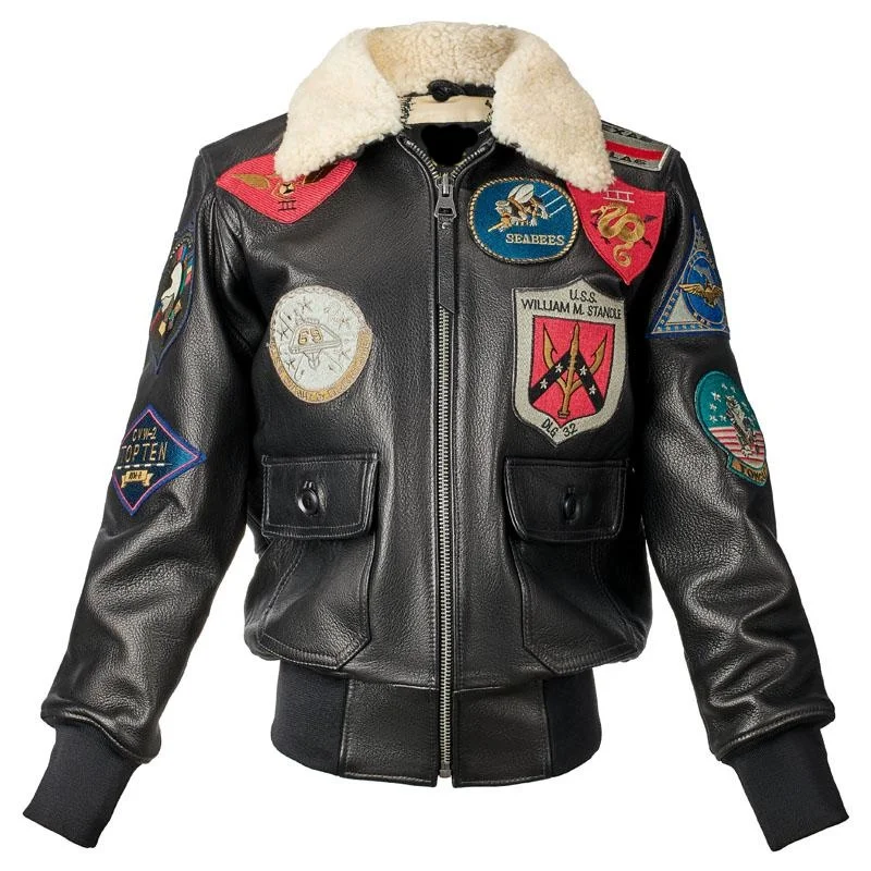 Dark Brown Winter Leather Jacket Women Military Style Plus Size 3XL Genuine Natural Thick Cowhide G1 Flight Leather Coat