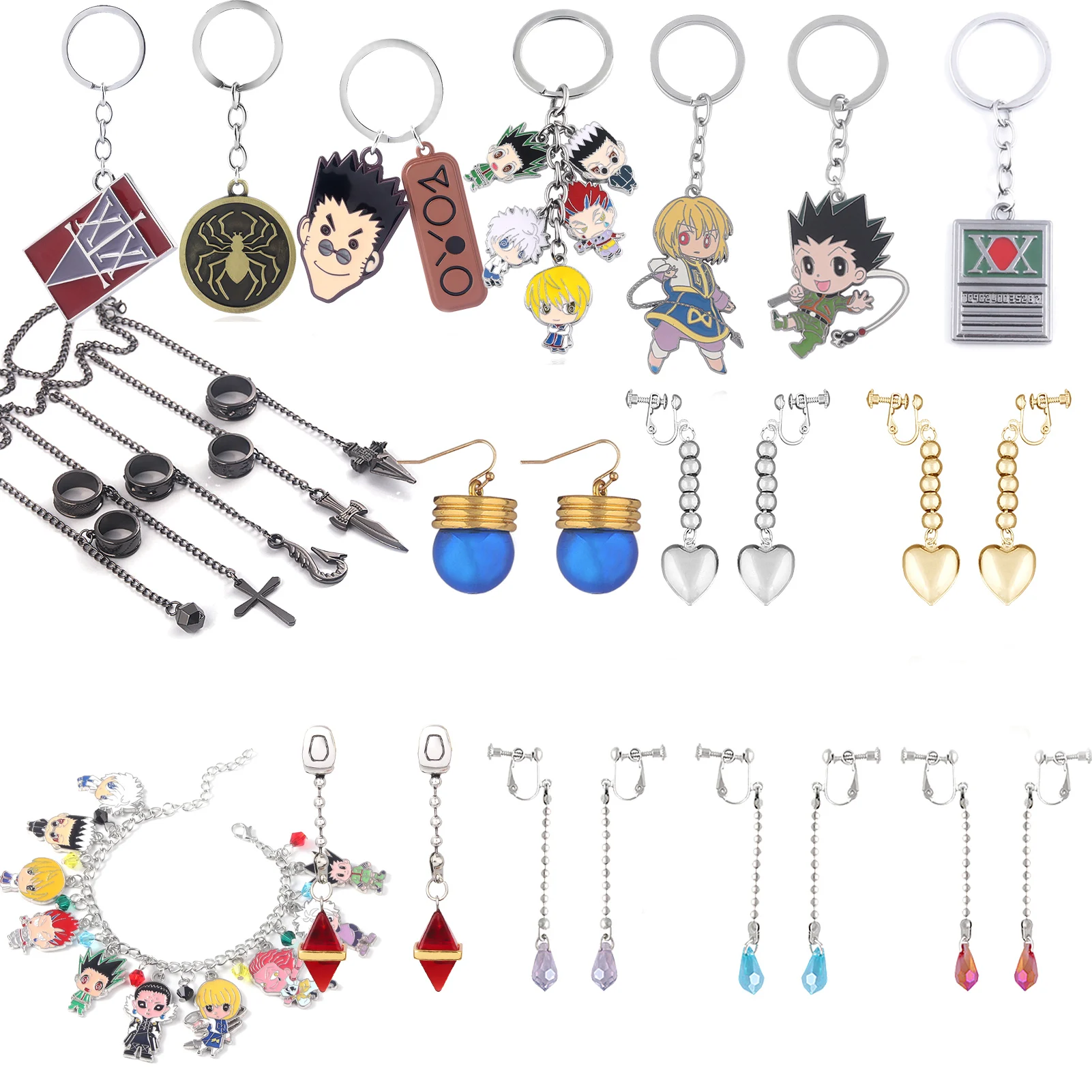Llavero de Anime Hunter x Hunter, Tarjeta de Licencia, Insignia Metálica, Colgante, Collar, Soporte para Pendientes, Joyería de Regalo para Hombre, Gargantilla, Colgante Chaveiro