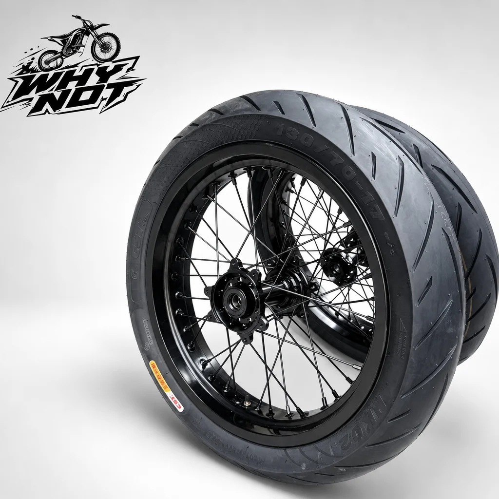New Supermoto Tire Casing Wheelset Kit 140/70-17 17x2.5 17x3.5 CNC 6061 Surron Ultra Bee Street High Strength Replacement