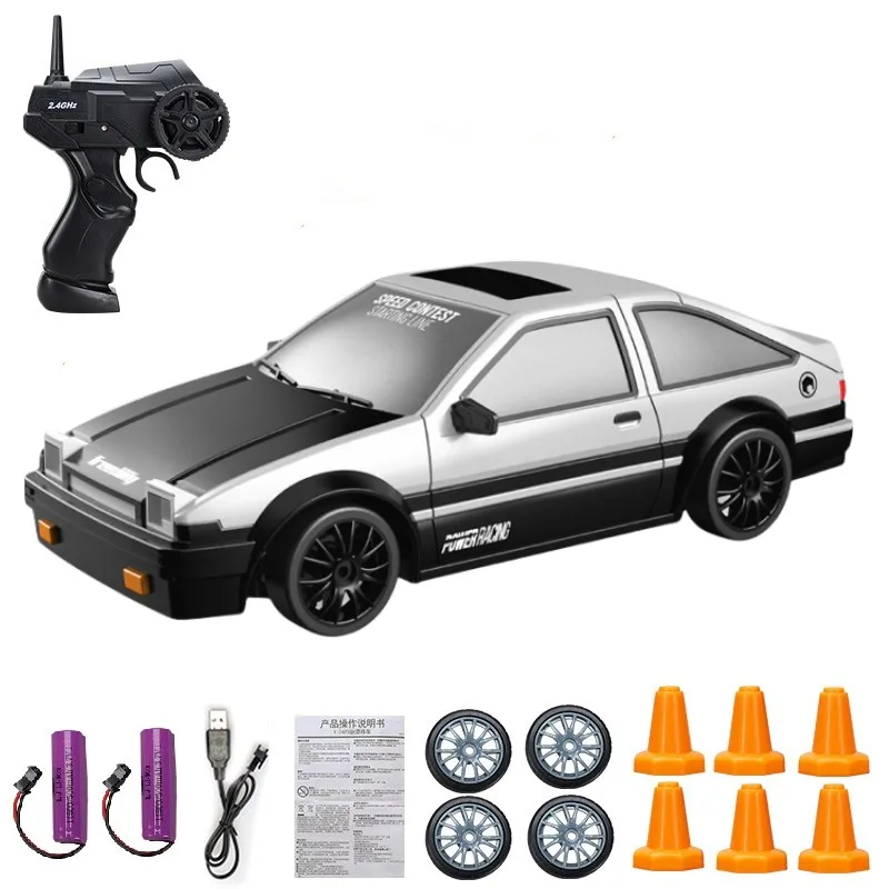 2.4G RC CAR With LED Light 4WD Remote Control Drift Cars Professional Racing Toys GTR Model AE86 for Children Christmas Gifts