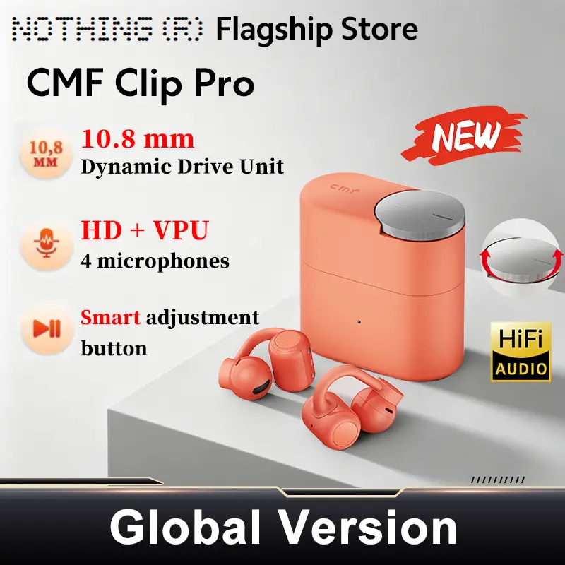 سماعات أذن مفتوحة CMF By Nothing Clip Pro مع تحكم ذكي، صوت عالي الدقة LDAC، بلوتوث 5.4، وزن 6.5 جرام، مقاومة للماء والغبار IP54