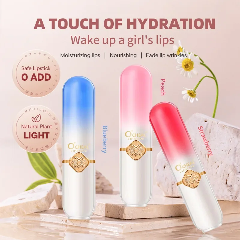 O'CHEAL-pintalabios que cambia de Color, bálsamo labial con sabor a fruta, hidratante, resistente al agua, cuidado de labios sensible a la temperatura de larga duración