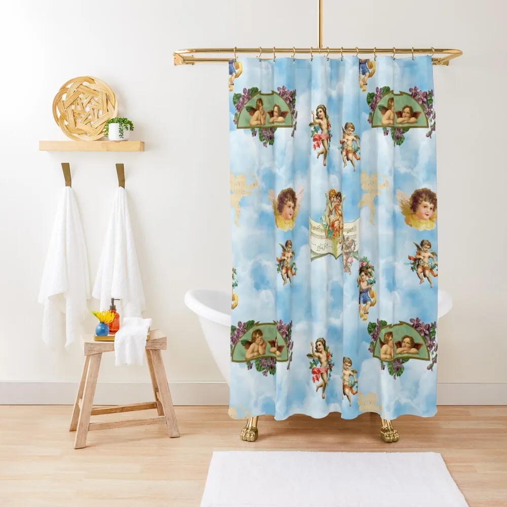 

clouds angel cherubs Shower Curtain In The Bathroom Bathroom Accessorys Curtain